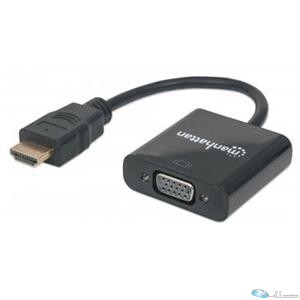 Manhattan HDMI to VGA Converter HDMI Male to VGA Female, Optional USB Micro-B Po